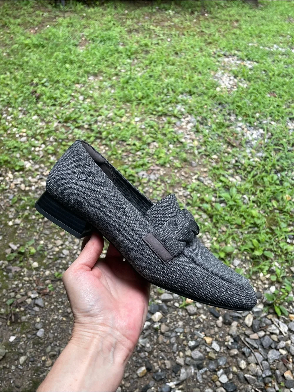 Vivaia Gray Square Toe Heeled Loafers Size 40